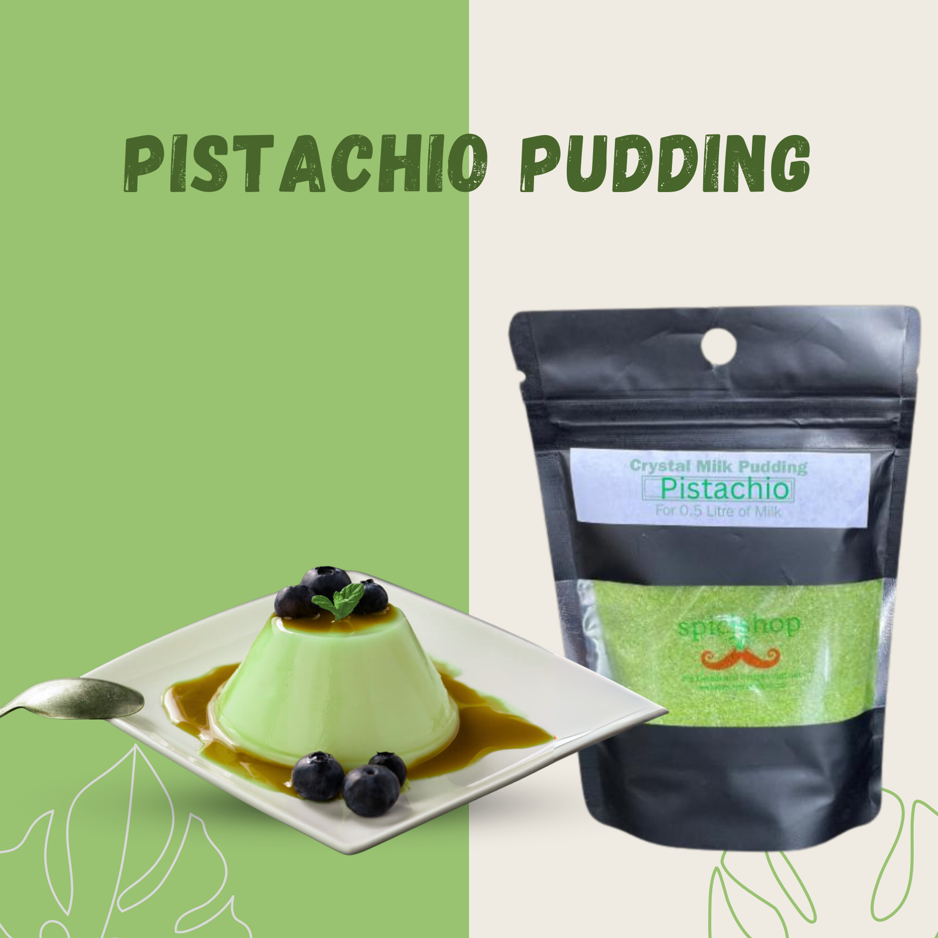 Crystal Milk Pudding pistachio 80gm