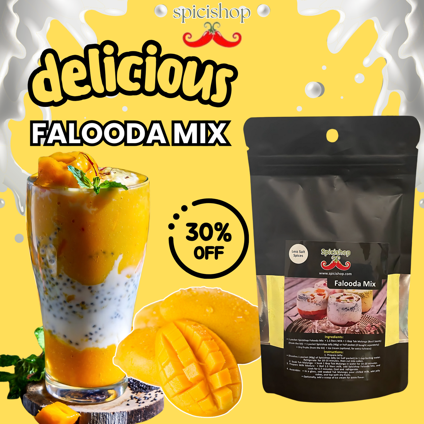 Instant Mango Falooda Kit – Ready in 5 Minutes | 80g